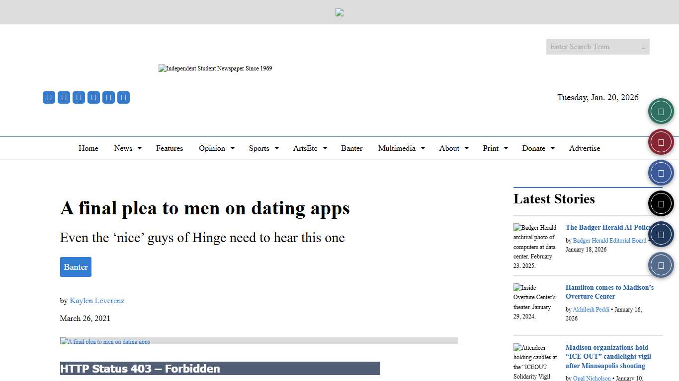 A final plea to men on dating apps – The Badger Herald